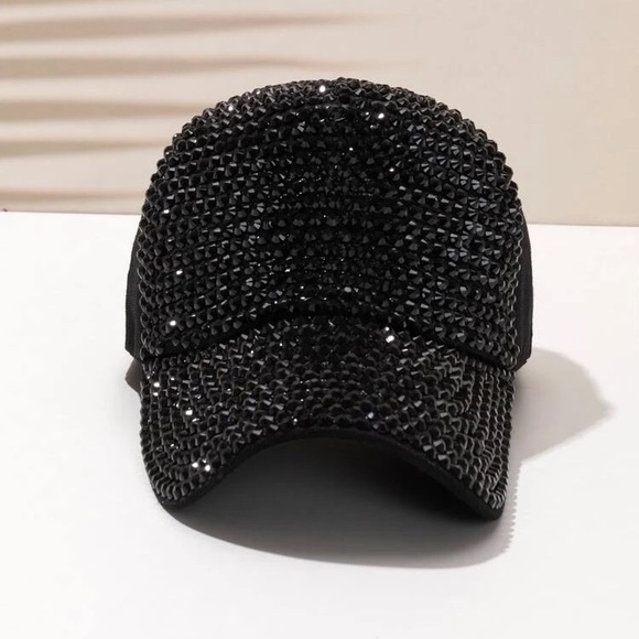 Black Rhinestone Decor Baseball Cap - Picture 2 of 16